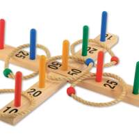 Outdoor active ring toss game made of wood with 9 sticks