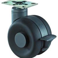 Plastic double castor with brake, height: 80mm, Ø: 80mm, 47x47mm, 40kg