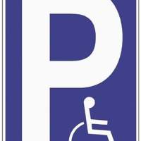 Parking sign Parking for the disabled L250 x W400 mm, blue/white