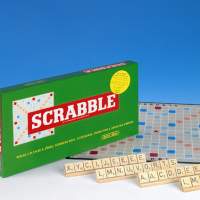 Scrabble anniversary game with wooden pieces