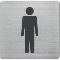 Door/information sign viewing window for men's toilet, back part brushed stainless steel, 5 pieces
