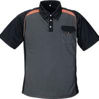 Polo shirt size L dark grey/black/orange 50%PES/50%CoolDry with breast pocket