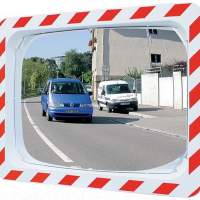 Traffic mirror H400xW600mm Ku.rot/weiß with holder inside/outside