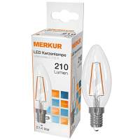 MERKUR LED filament bulb candles 2W=25W E14, 10 packs