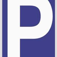 Parking signage L250 x W400 mm, plastic sign, blue/white