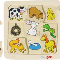 Tile game Who eats what? 9 pieces Matching puzzle 18x18cm