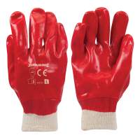 Red PVC protective gloves, size L