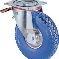 Swivel castor with lock D. 260 mm Carrying capacity 160 kg, steel rim plate 175x175mm