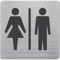 Door/information sign viewing window toilet women + men, back part stainless steel used 5 pieces