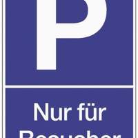 Parking signage Parking for visitors L250 x W400 mm, blue/white