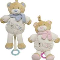 Bear with music pink/blue 32cm sorted, 1 piece