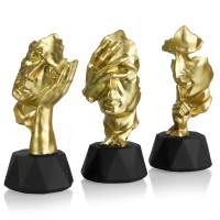 Perfekto24 Skulpturen Set - Skulpturen deko modern - Skulpturen in Gold - Statuen deko - Moderne deko Figuren in Gold