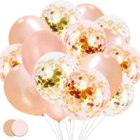 50x Luftballons mit Konfetti Confetti Glitter Rose, Gold als Deko zu Hochzeit & Geburtstag