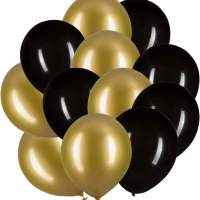 50x Luftballons Mix gold & schwarz - 100 % Bio - für Deko & Party an Silvester & Neujahr für Helium & Luft